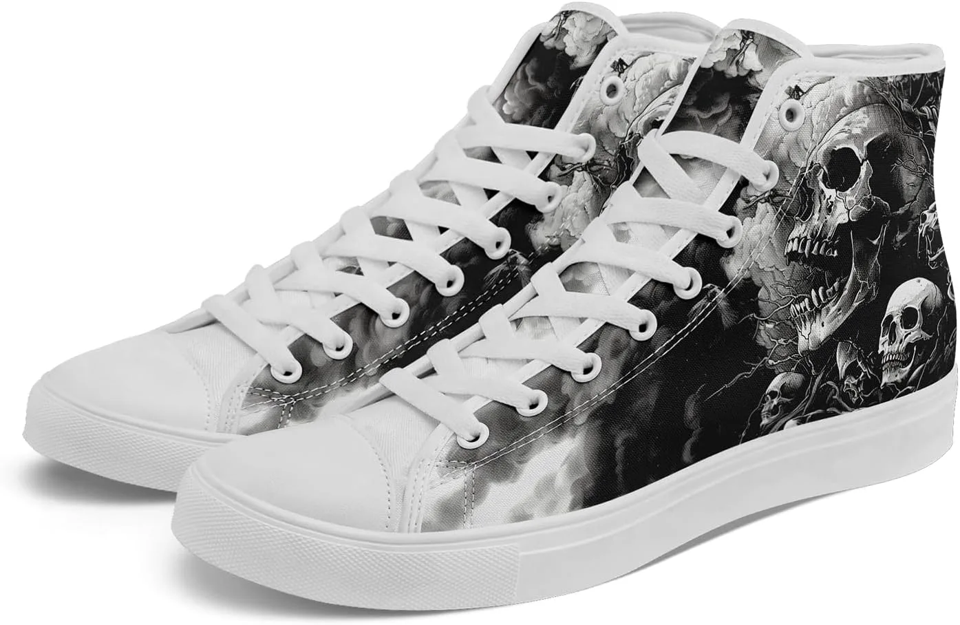 

Мужские высокие кеды с черепом на холщовой ткани, классические модные высокие кроссовки, универсальные повседневные кроссовки с шнуровкой Coolcustomize