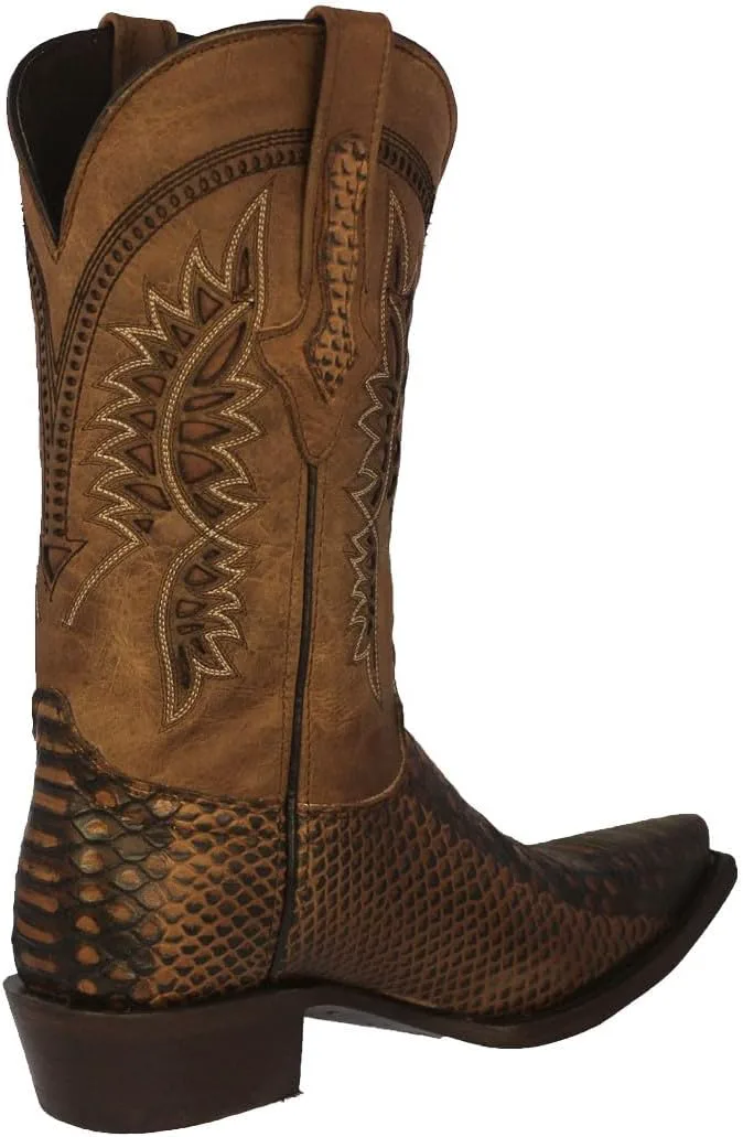 Мужские ковбойские сапоги Texas Legacy медового коричневого цвета из западной кожи с тиснением под змею и зауженным носком — фото 3