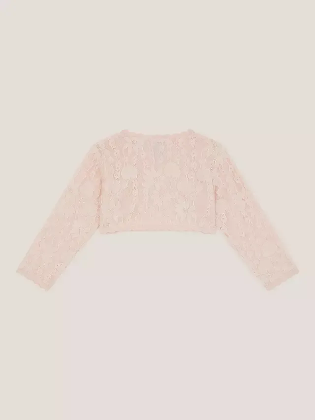 Детский кардиган Baby Emilia из хлопка с цветочным кружевом, розовый Monsoon — фото 2