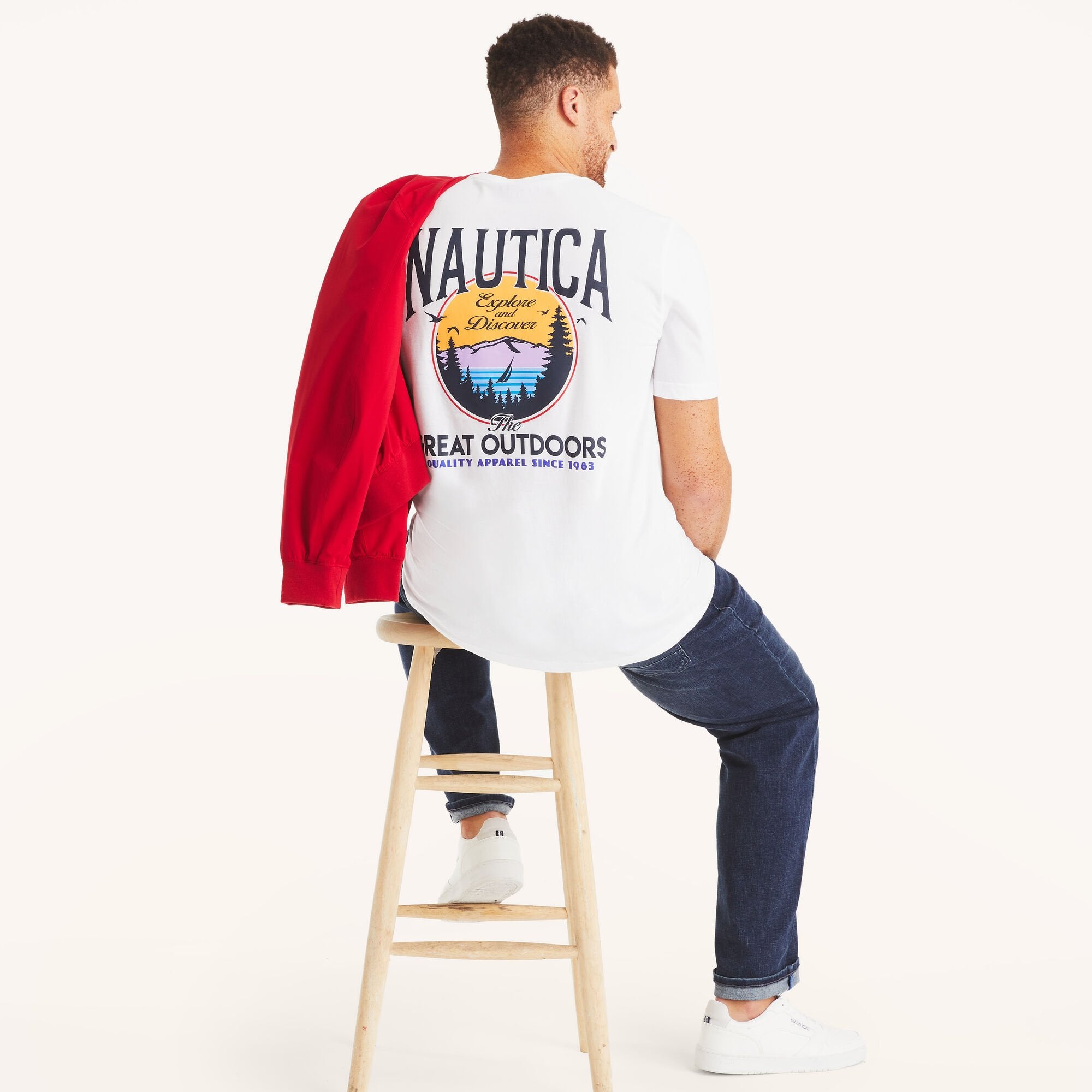 

Футболка Nautica Mens Big & Tall Great Outdoors с графическим принтом, цвет bright white