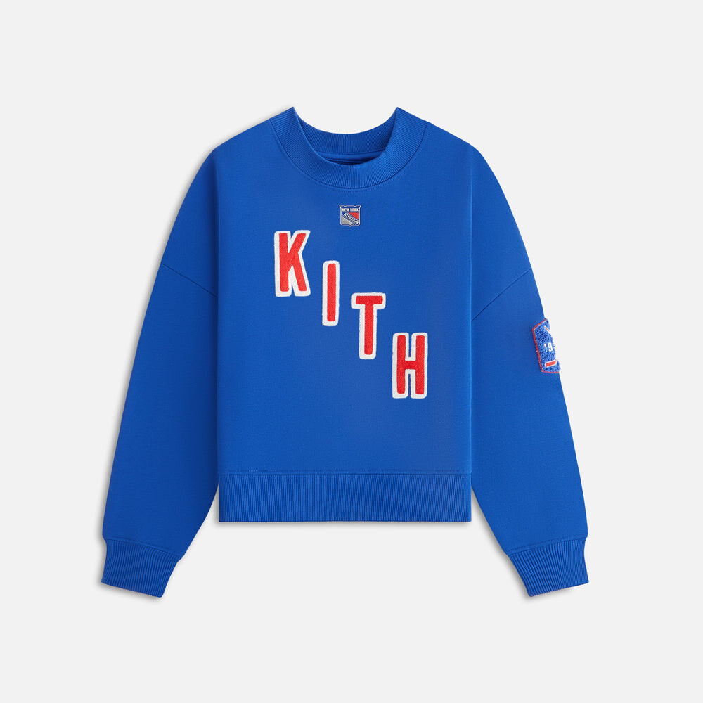 

Свитер Kith Kids for the New York Rangers Skewed Nelson Crewneck, цвет Cyclone