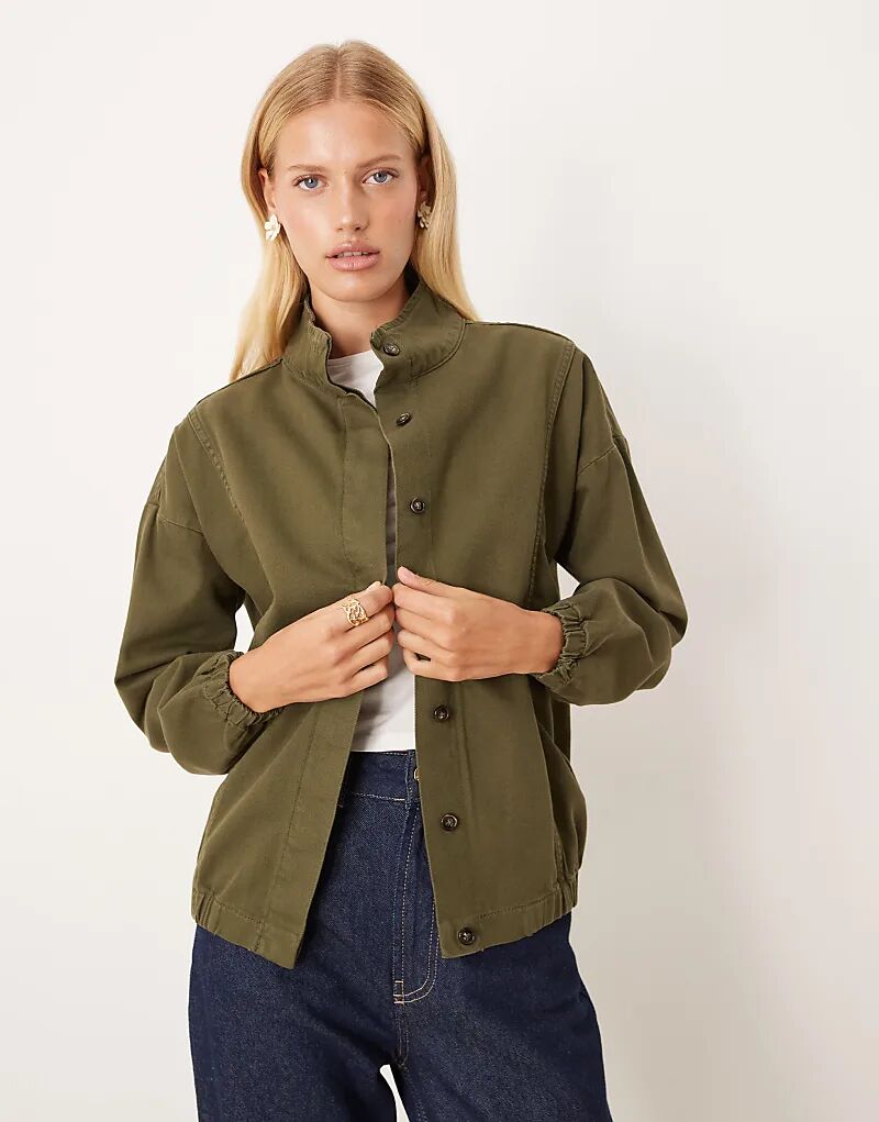 

Куртка свободного кроя с воротником-стойкой ASOS DESIGN цвета хаки