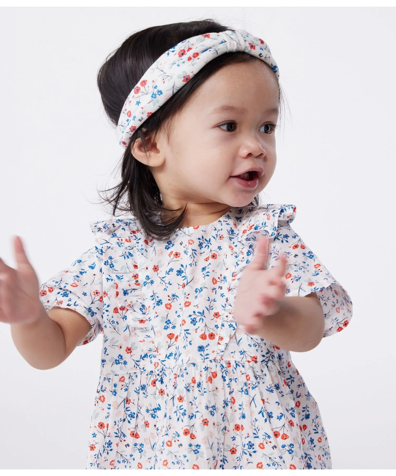 Детское платье с цветочным принтом PETIT BATEAU белое — фото 3