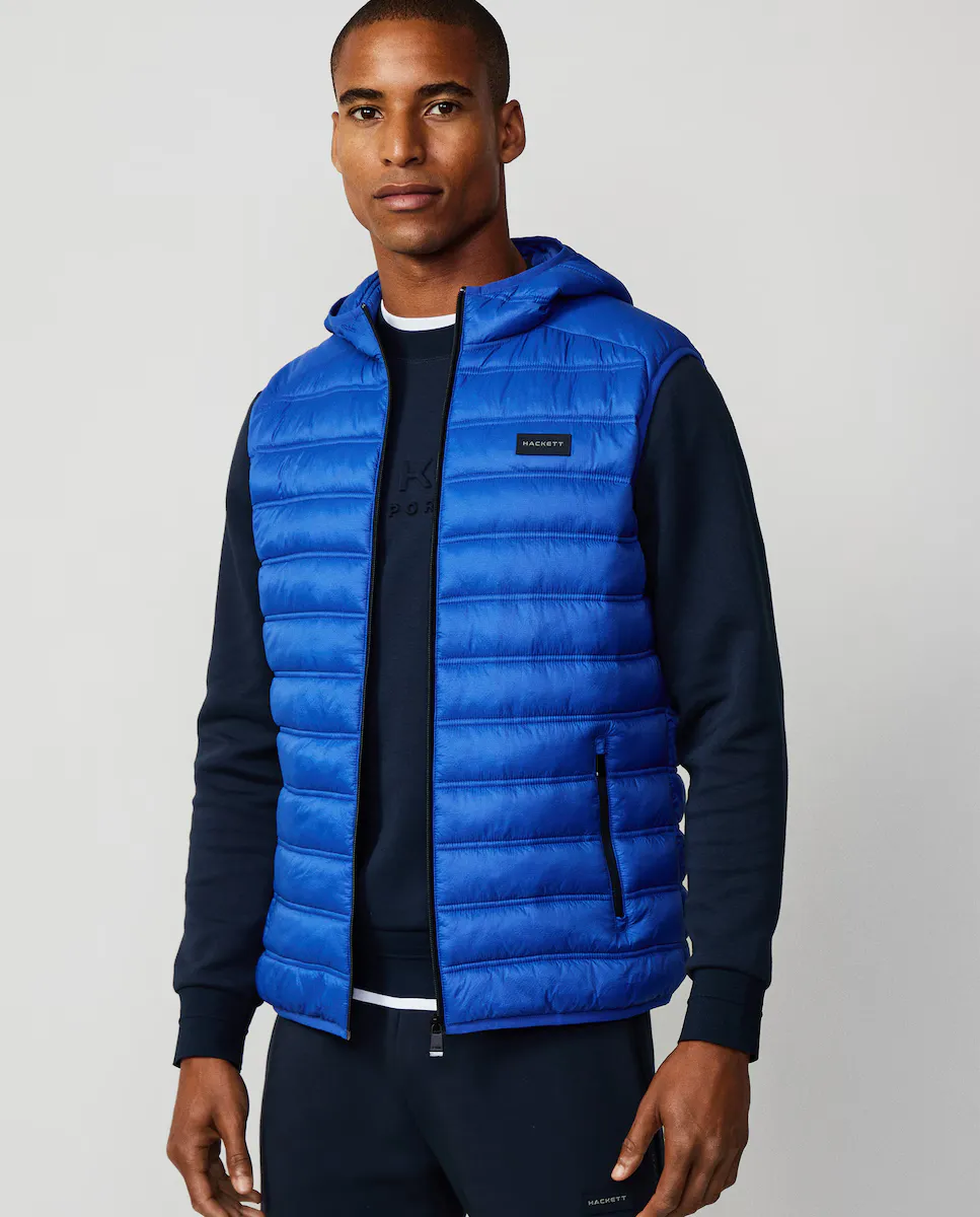 

Мужской стеганый жилет с капюшоном Hackett Sport, синий