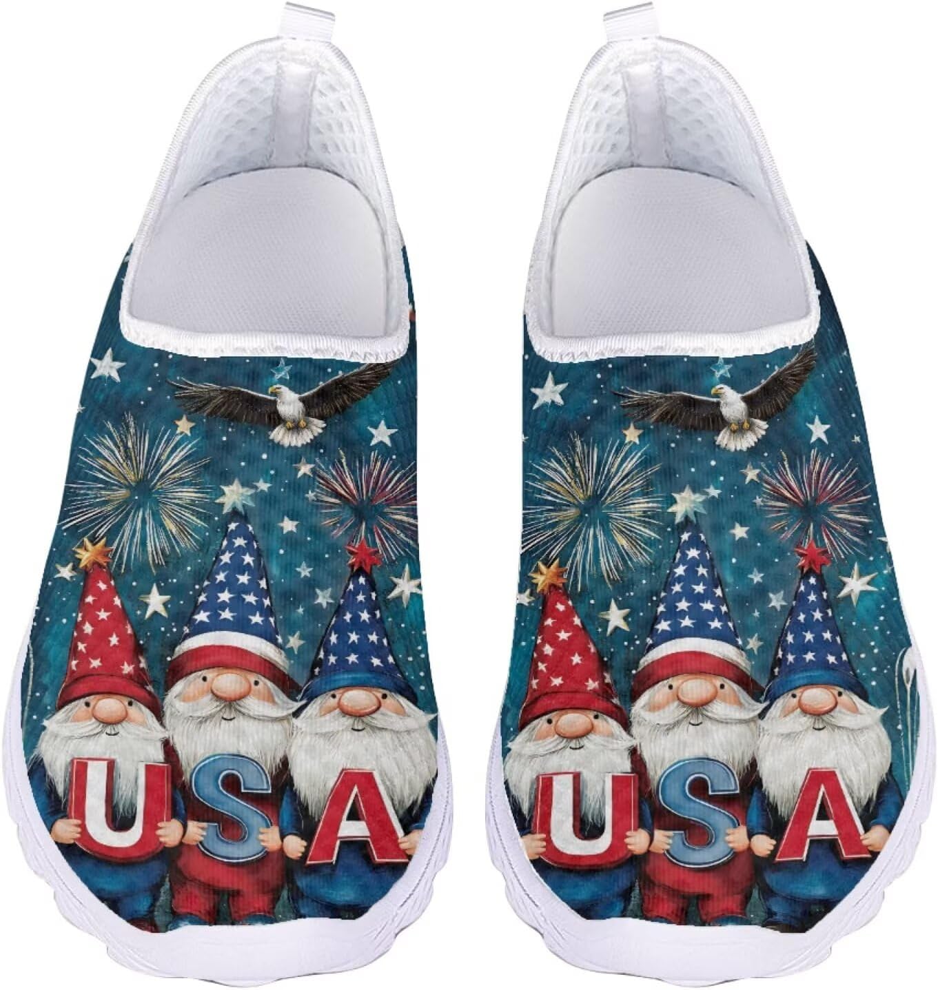 

Кроссовки Jeiento на Хэллоуин для женщин и мужчин, для вечеринки на Хэллоуин, прогулок и бега, слипоны, дышащая сетка, спортивная и модная обувь, Usa Cute People