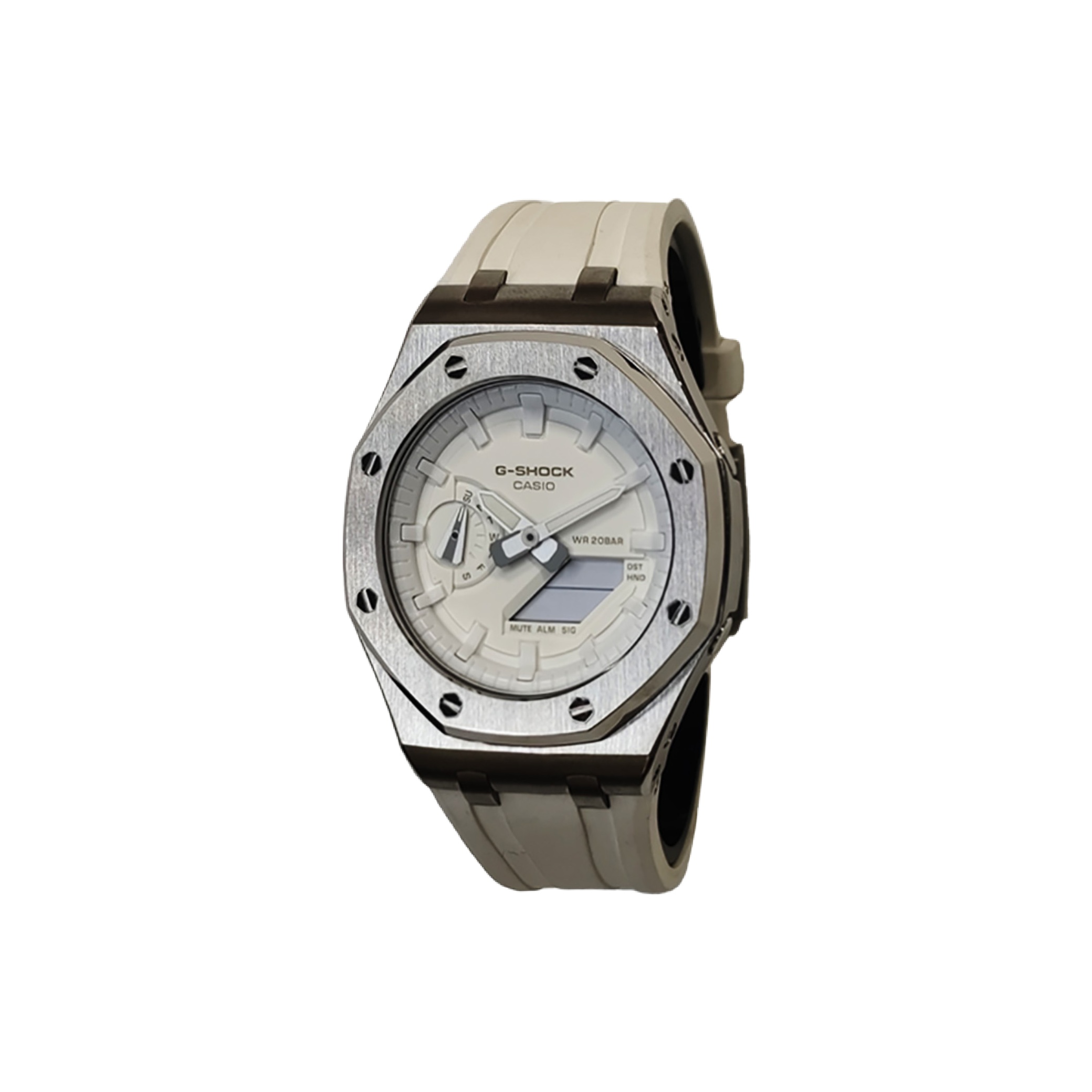 

CASIO Часы Men Liquid Crystal/Analog Dual Display Series 44mm White Watch, Offshore Silver White Phantom