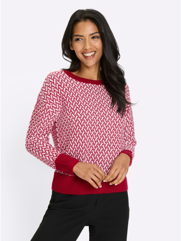 

Свитер с круглым вырезом в красно-белом узоре Sieh an!