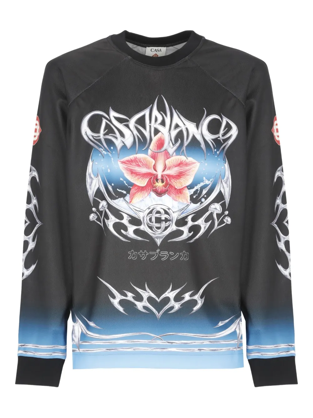 

Футболка с длинными рукавами и принтом Casablanca, черный