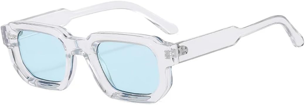 

Солнцезащитные очки с защитой UV400 | Панк, синий чай, маленькая оправа | для женщин и мужчин, для занятий спортом на открытом воздухе и вождения DSVIGF, Transparent Blue