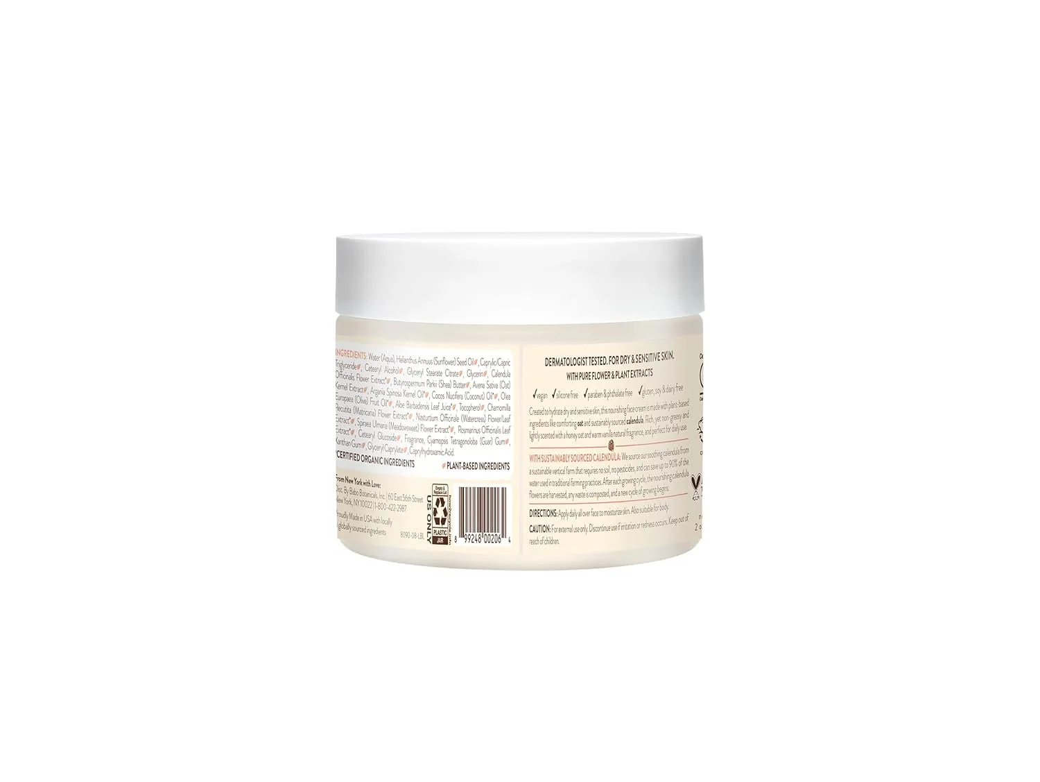 Увлажняющий чудо-крем для лица Babo Botanicals с овсом и календулой - увлажнение маслом ши для сухой и чувствительной кожи - подходит для младенцев, малышей, детей и всей семьи - веганский продукт 56.70 г (1 шт.) — фото 2