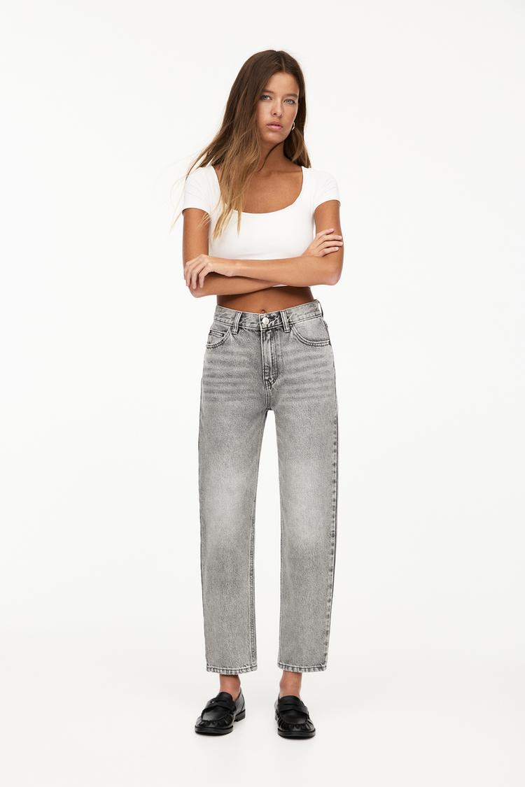 

Базовые джинсы mom Pull And Bear, серый