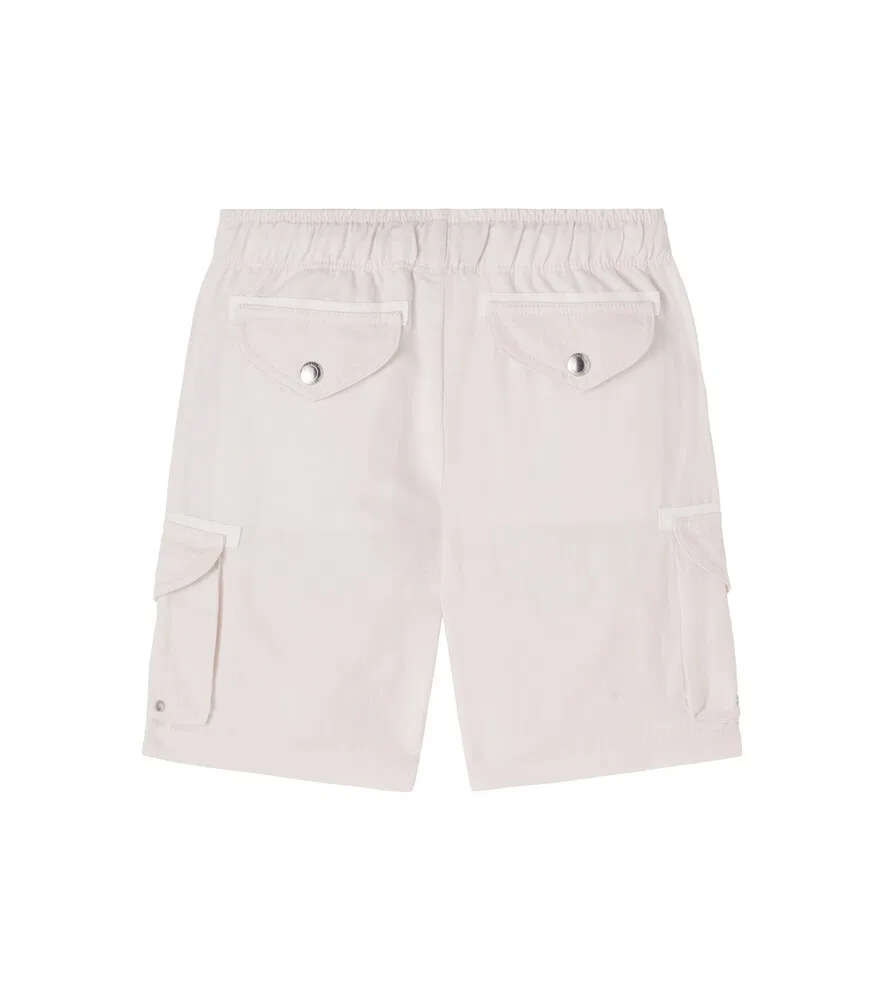 Льняные и хлопковые шорты-карго Brunello Cucinelli Kids, белый — фото 3