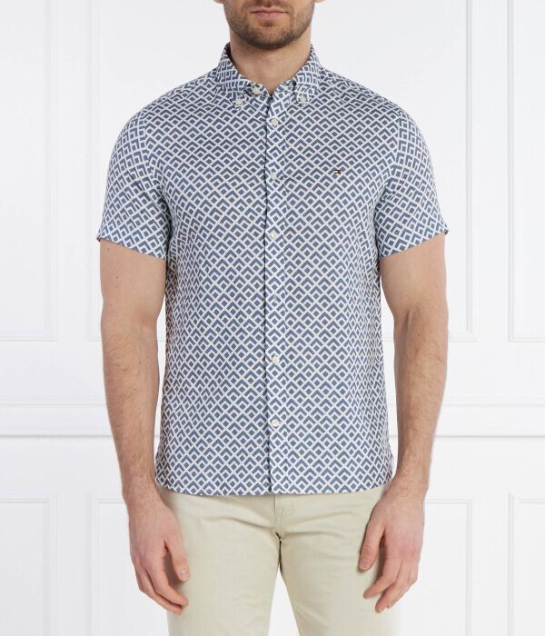 

Рубашка Tommy Hilfiger Slim Fit с узором, синий / белый