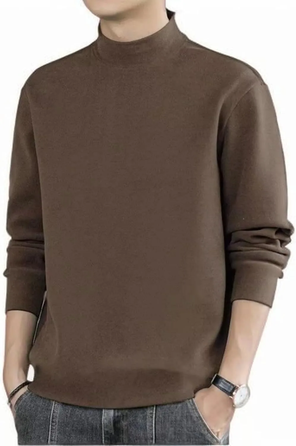 

Зимний свитер для мужчин Fluffy Plush Lined Thermal Knitting Pullover Casual Ribbed Turtleneck Slim Fuzzy FQZWONG