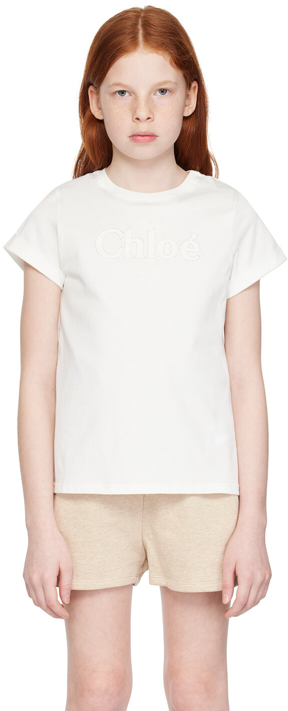 

Детская Off-White футболка с вышивкой Chloe