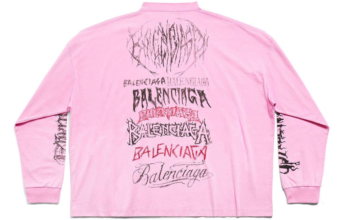 Футболка Balenciaga с длинным рукавом черная средний крой — фото 4