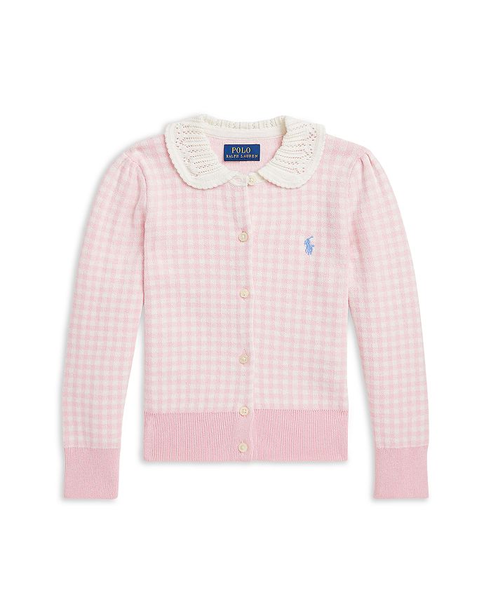 

Кардиган для девочек из хлопка в клетку с V-образным вырезом - Little Kid Ralph Lauren, мультиколор