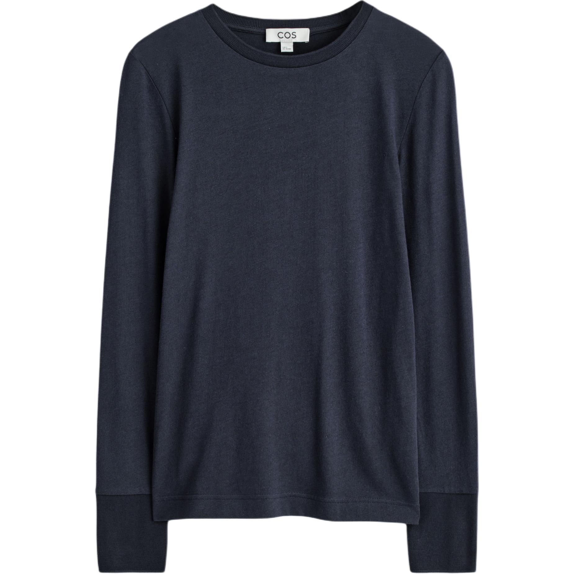 

COS Футболка женская темно-синяя с круглым вырезом Moderate, Синий, COS Футболка женская темно-синяя с круглым вырезом Moderate