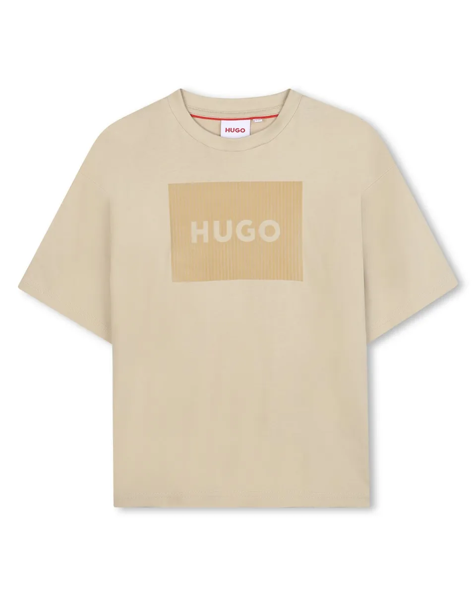 

Детская футболка естественного цвета из хлопка Hugo