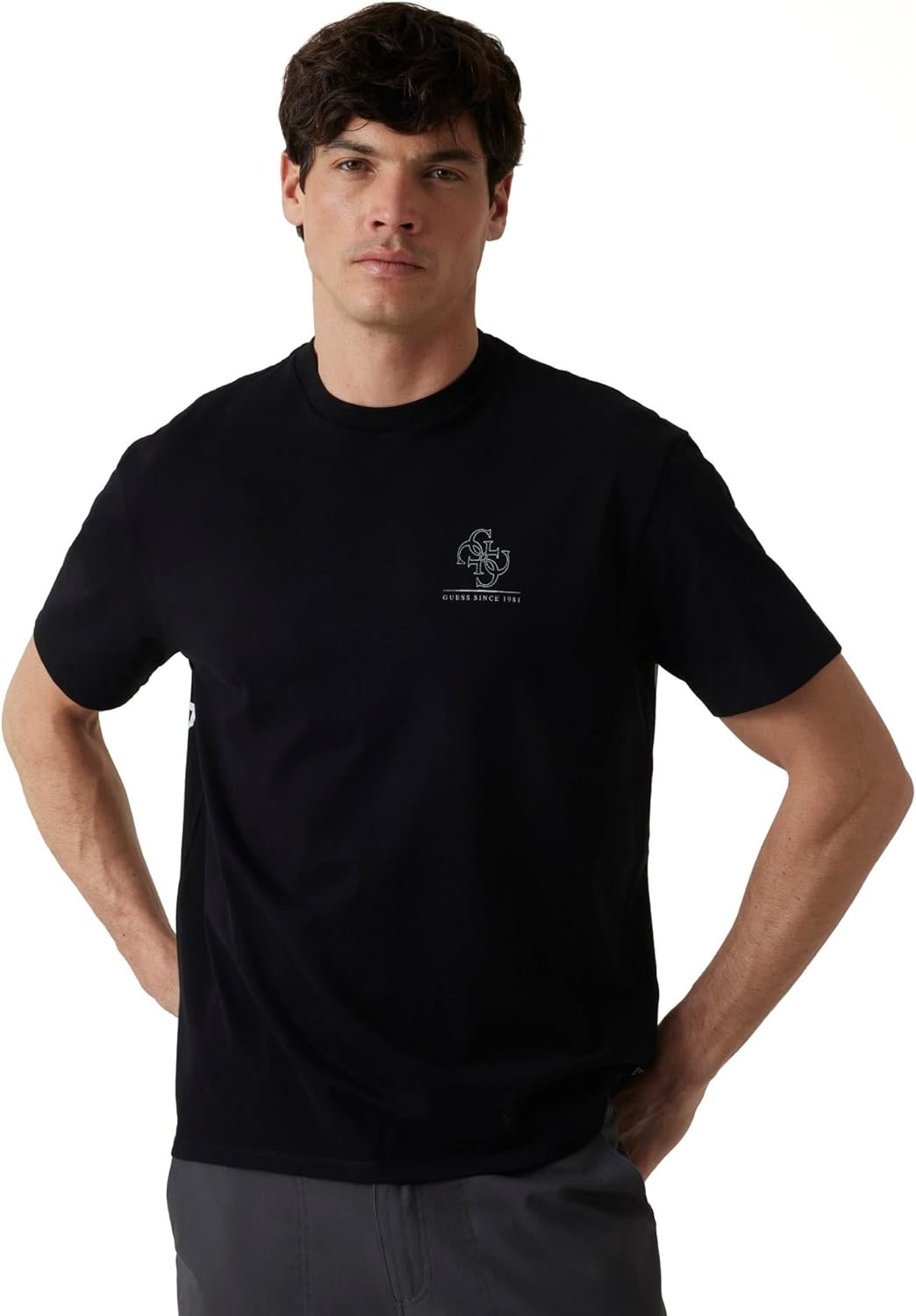 

Мужская футболка GUESS Eco с коротким рукавом и потертостями Quattro G, Jet Black, Черный, Мужская футболка GUESS Eco с коротким рукавом и потертостями Quattro G, Jet Black