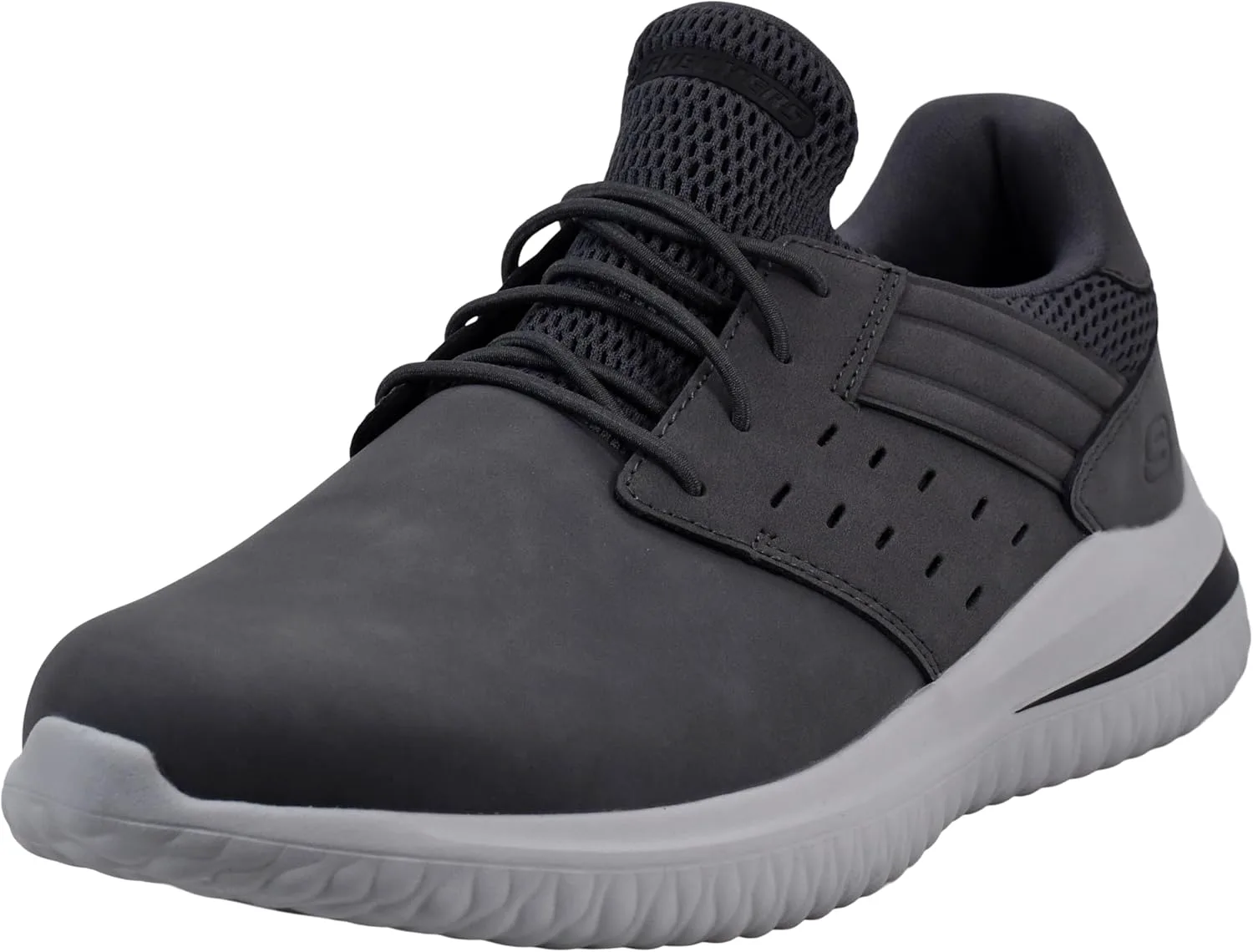 

Мужские кеды Skechers Streetwear Delson 3.0 - Ezra с кожаными шнурками-бинджи, на облегченной подошве, серый