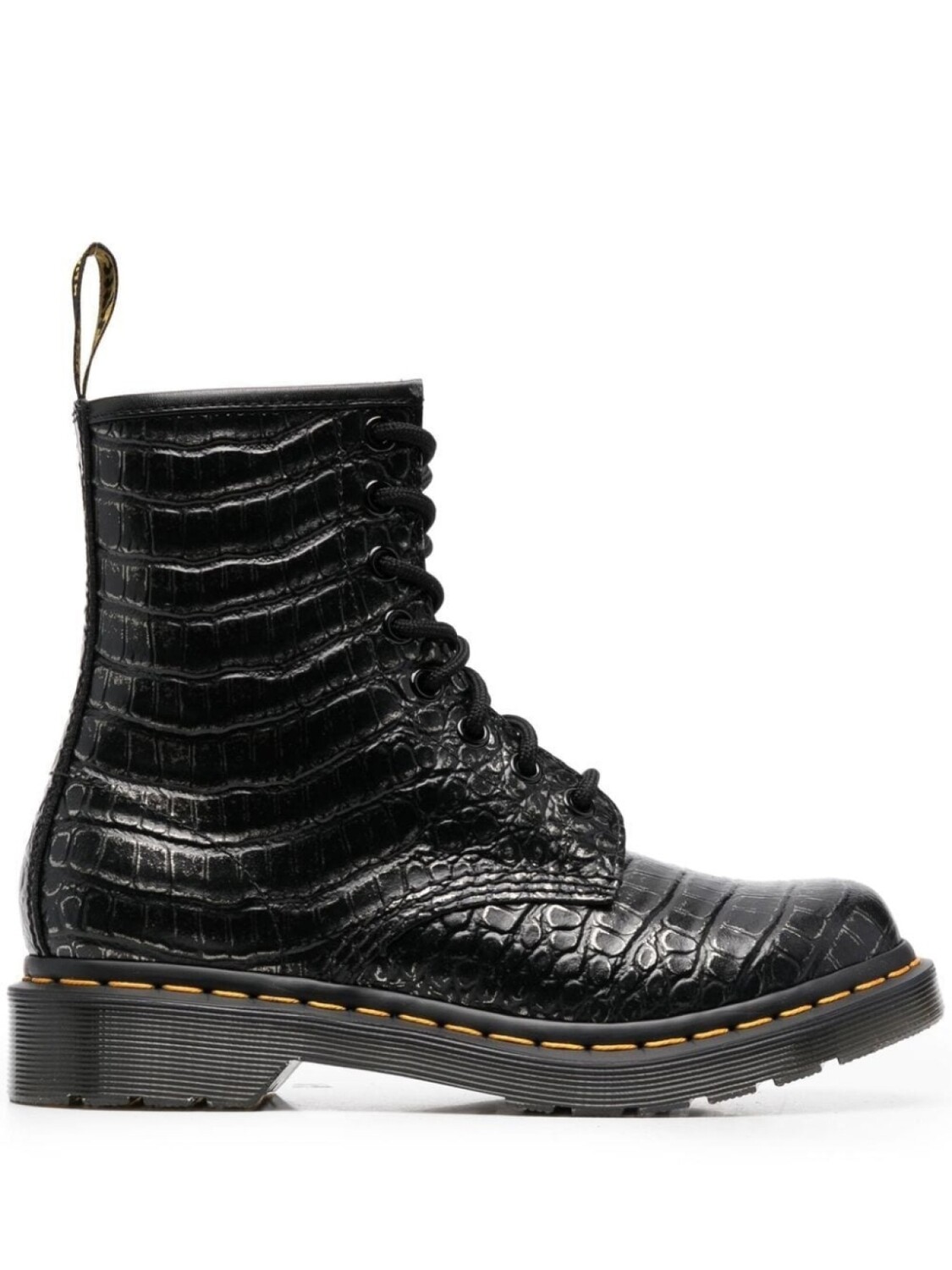 

Ботинки с тиснением под крокодила Dr. Martens, черный