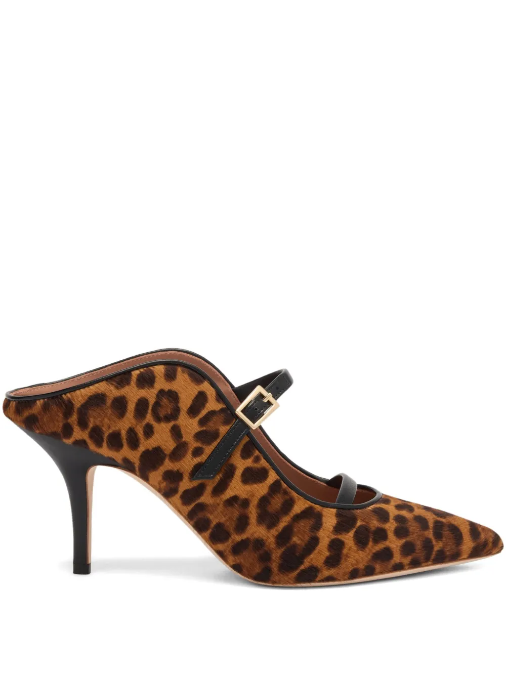 Мюли с леопардовым принтом и пряжками Malone Souliers, коричневый