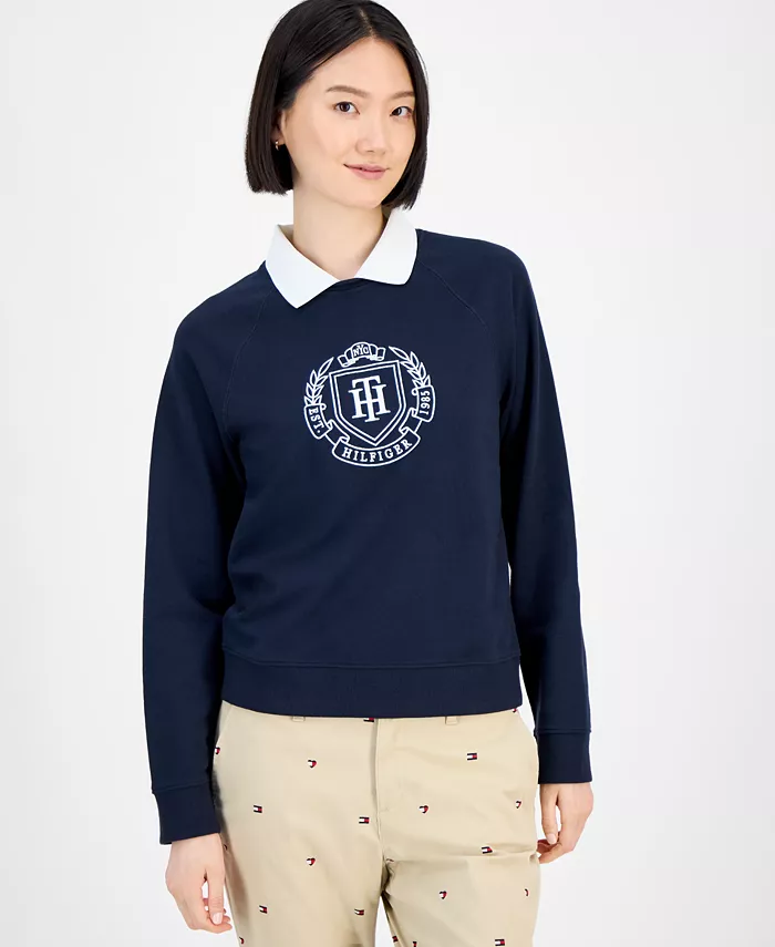 

Женская вышитая толстовка Two-fer Tommy Hilfiger, синий