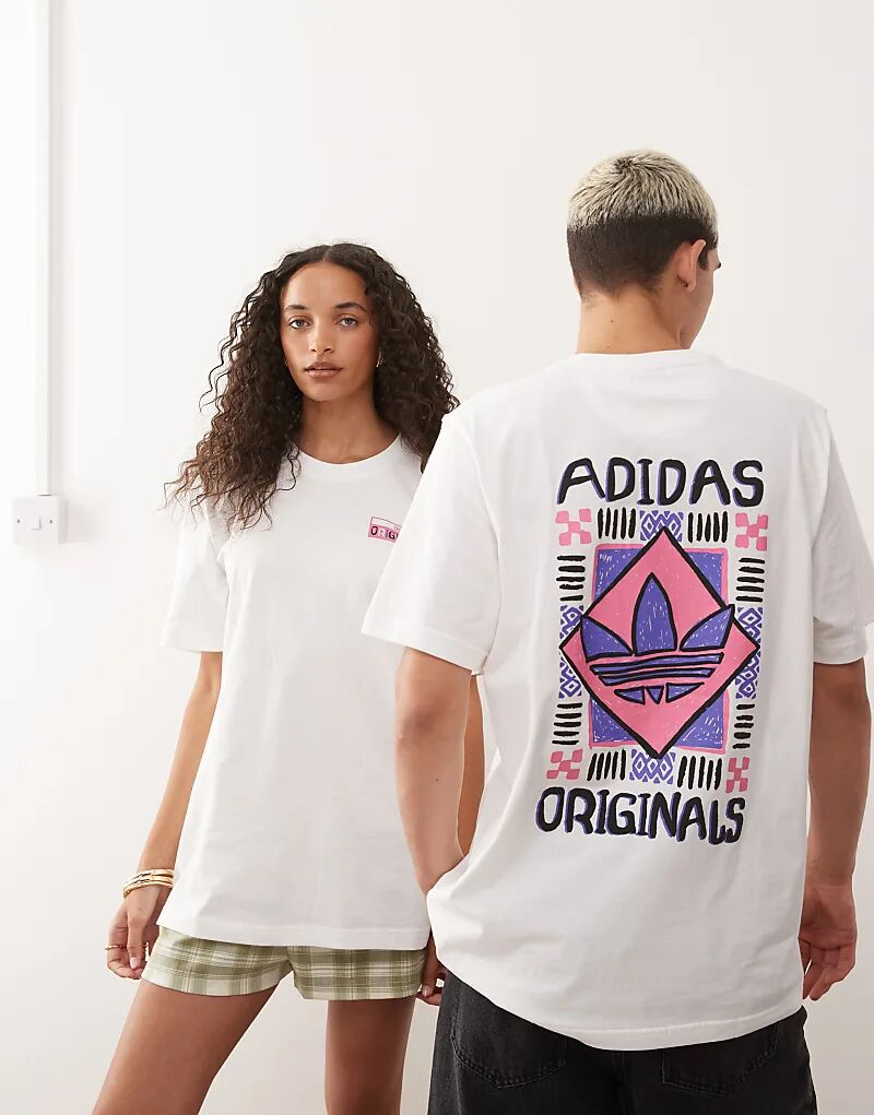 

Футболка adidas Originals с принтом 80-х на спине белого цвета