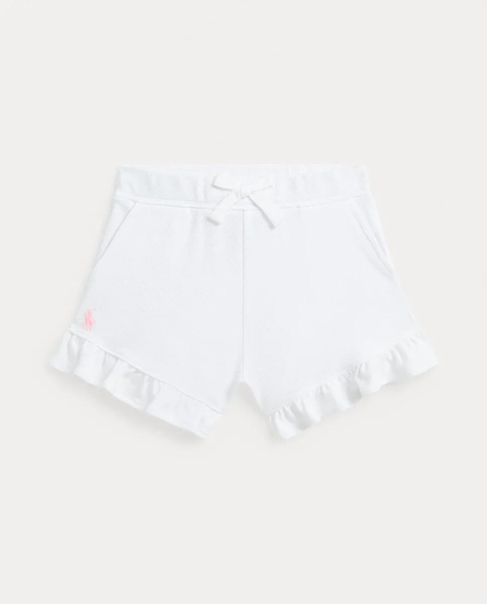 

Шорты для девочек из пике с оборками Polo Ralph Lauren, белый
