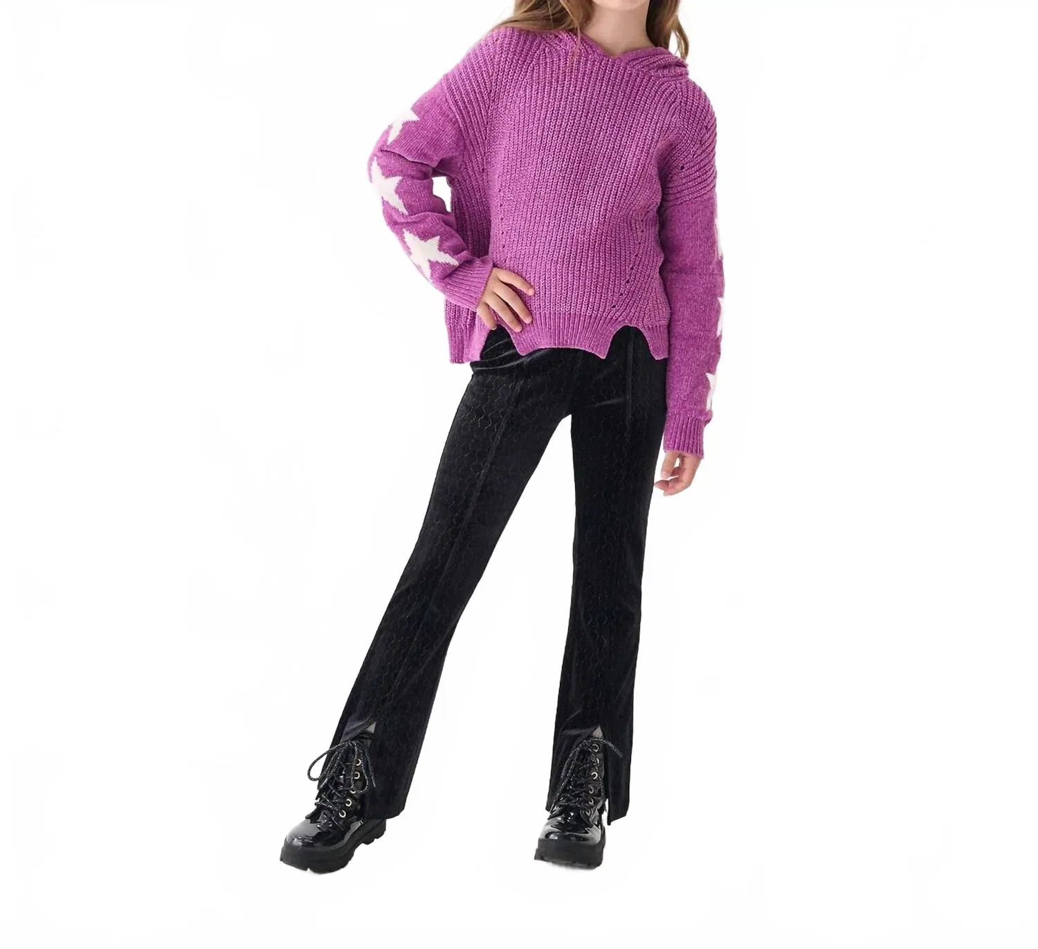 Hatley Расклешенные брюки из велюра Sparkle Wave черного цвета