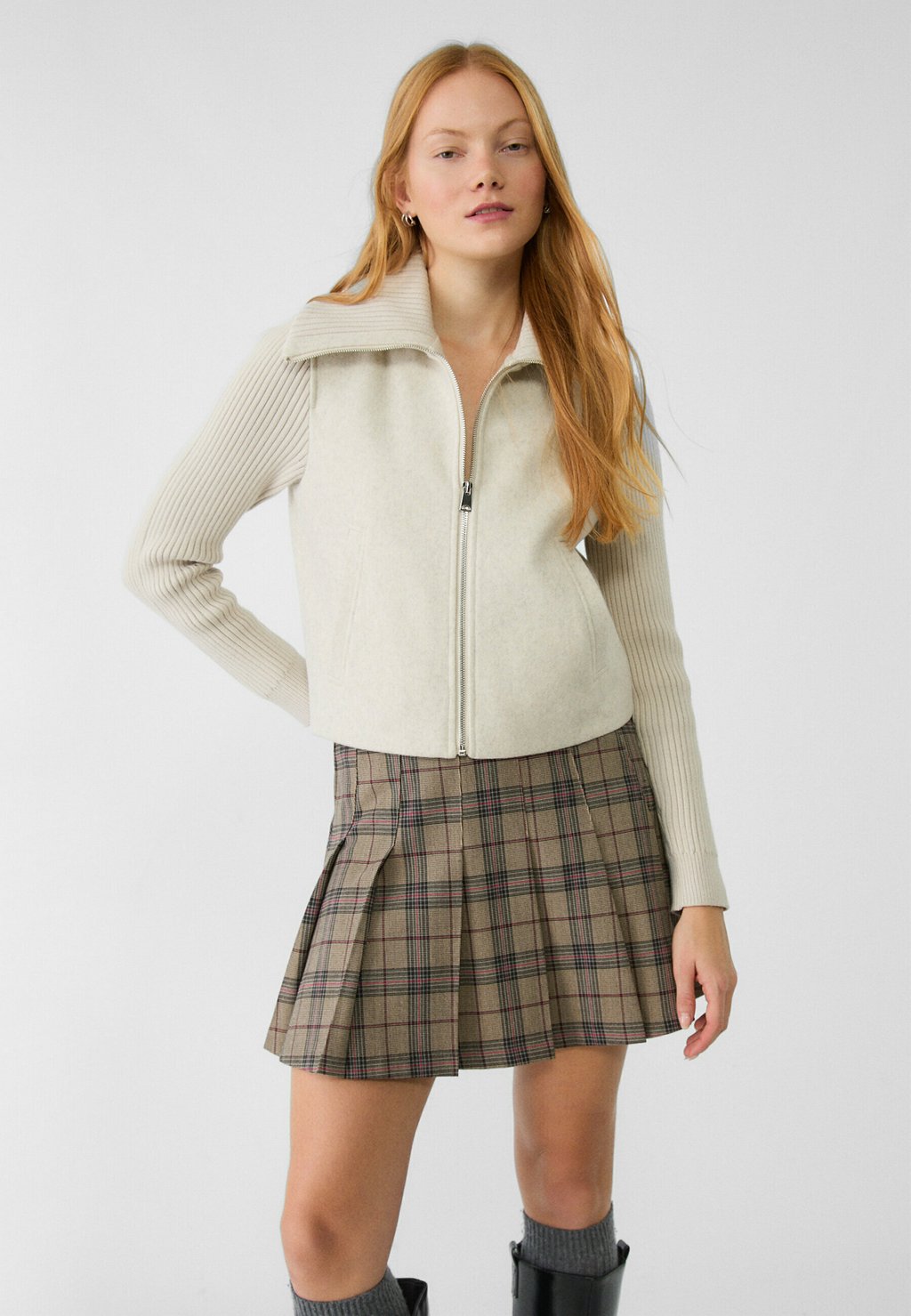

Кардиган SOFT CONTRAST Stradivarius, бежевый