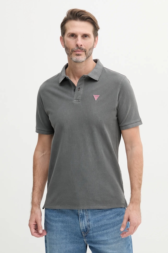 

Хлопковая поло Guess, серый