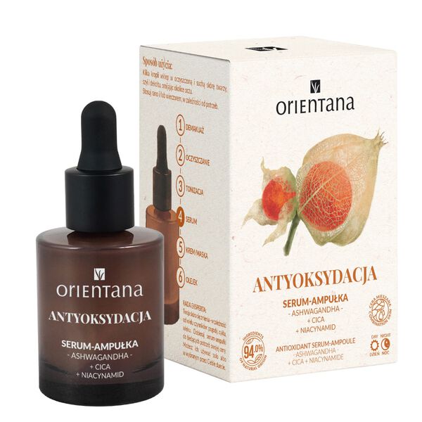 

Сыворотка-ампула для лица ашваганда, цика, ниацинамид, 30 мл Orientana Ashwagandha antyoksydacja