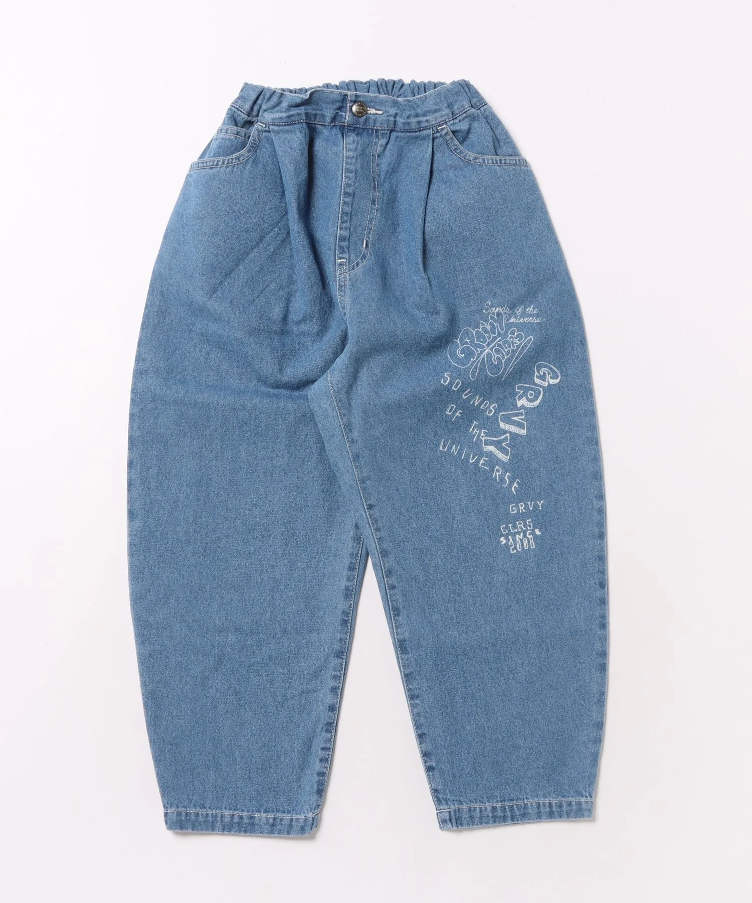 Штаны джинсовые широкие с принтом 8oz Denim Graffiti Ballooned Long Pants GROOVY COLORS синие — фото 2
