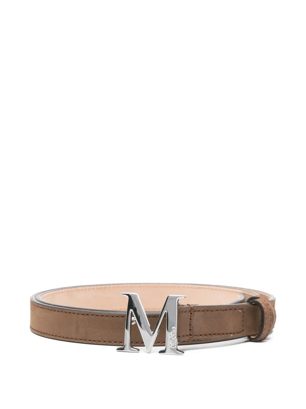 

Замшевый ремень с пряжкой-логотипом MAX MARA, коричневый