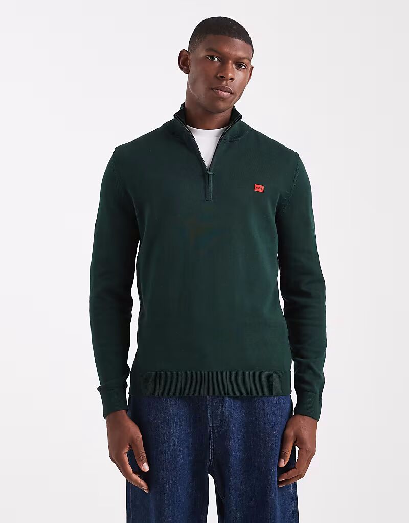 

Джемпер San Quintus с застежкой-молнией на половину длины, темно-зеленый Hugo Red