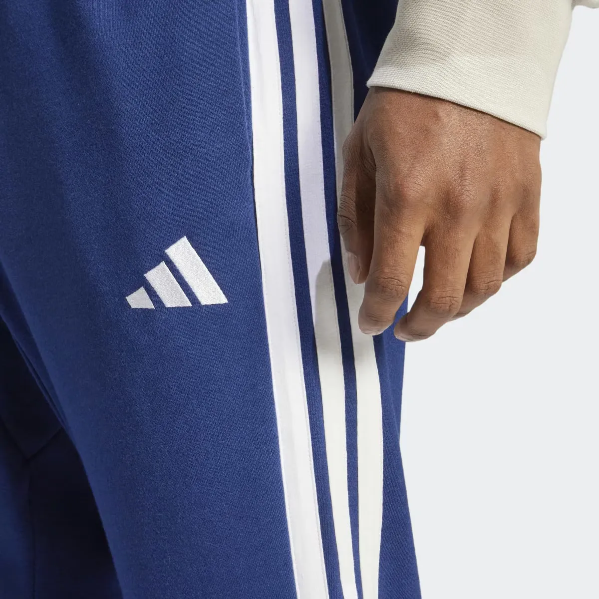 Мужские базовые французские махровые брюки Adidas в 3 полоски, синий — фото 3
