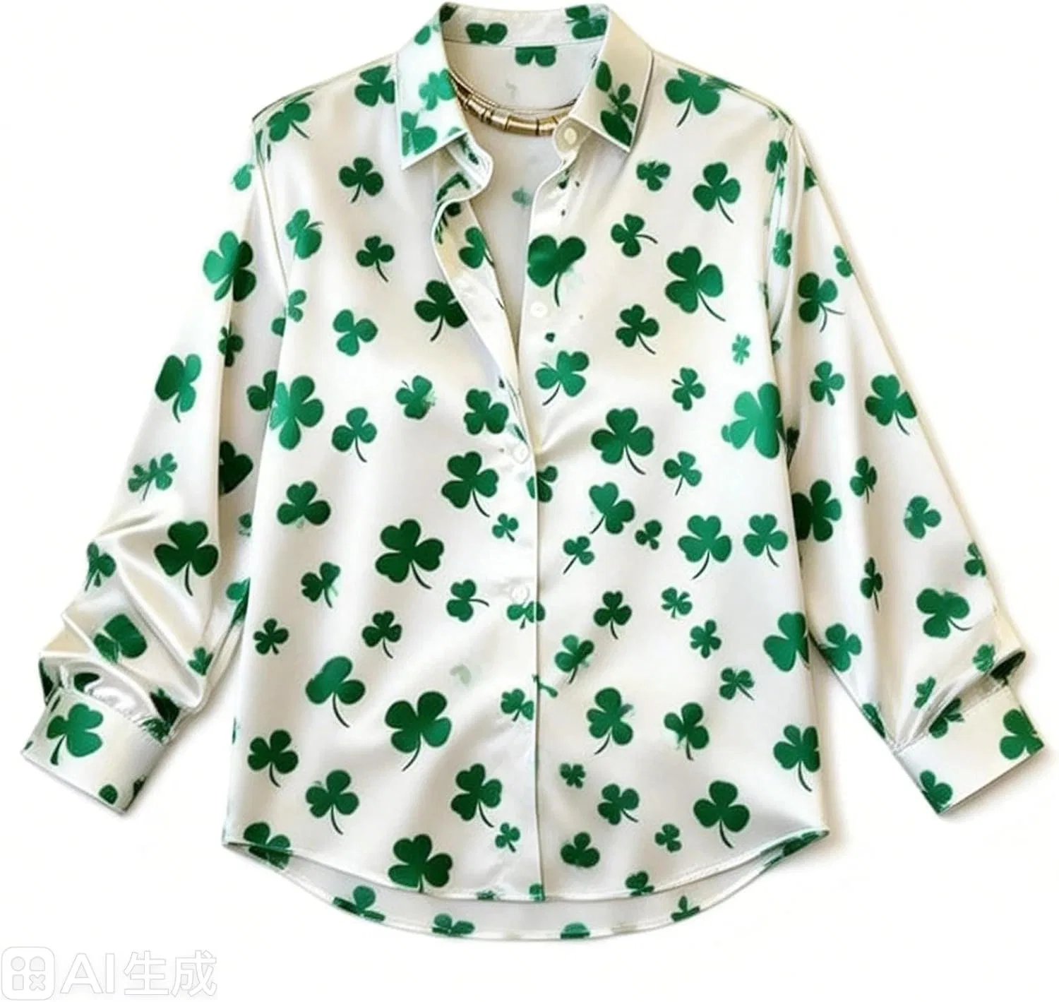 Блуза, сатиновая, Saint Patrick's Day, синий — фото 3