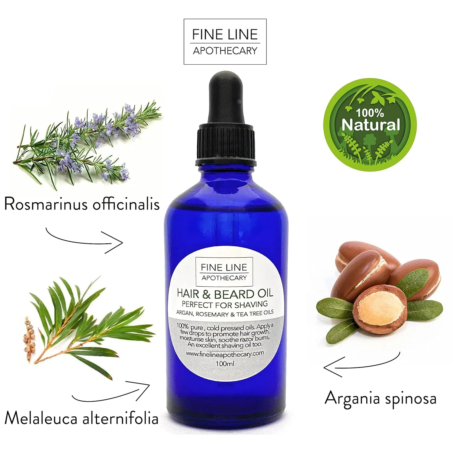 Натуральное аргановое масло с розмарином и чайным деревом, 100 мл ‎Fine Line Apothecary — фото 2