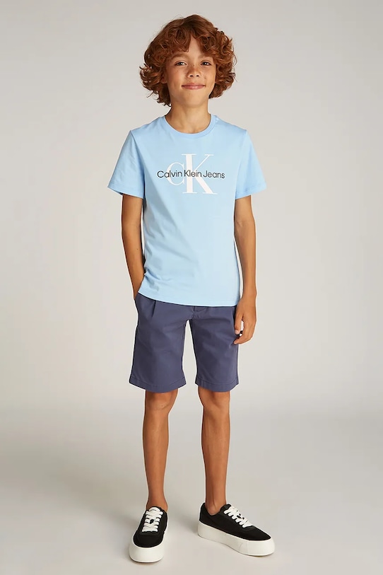 

Детская хлопковая футболка 0 Calvin Klein Jeans, синий