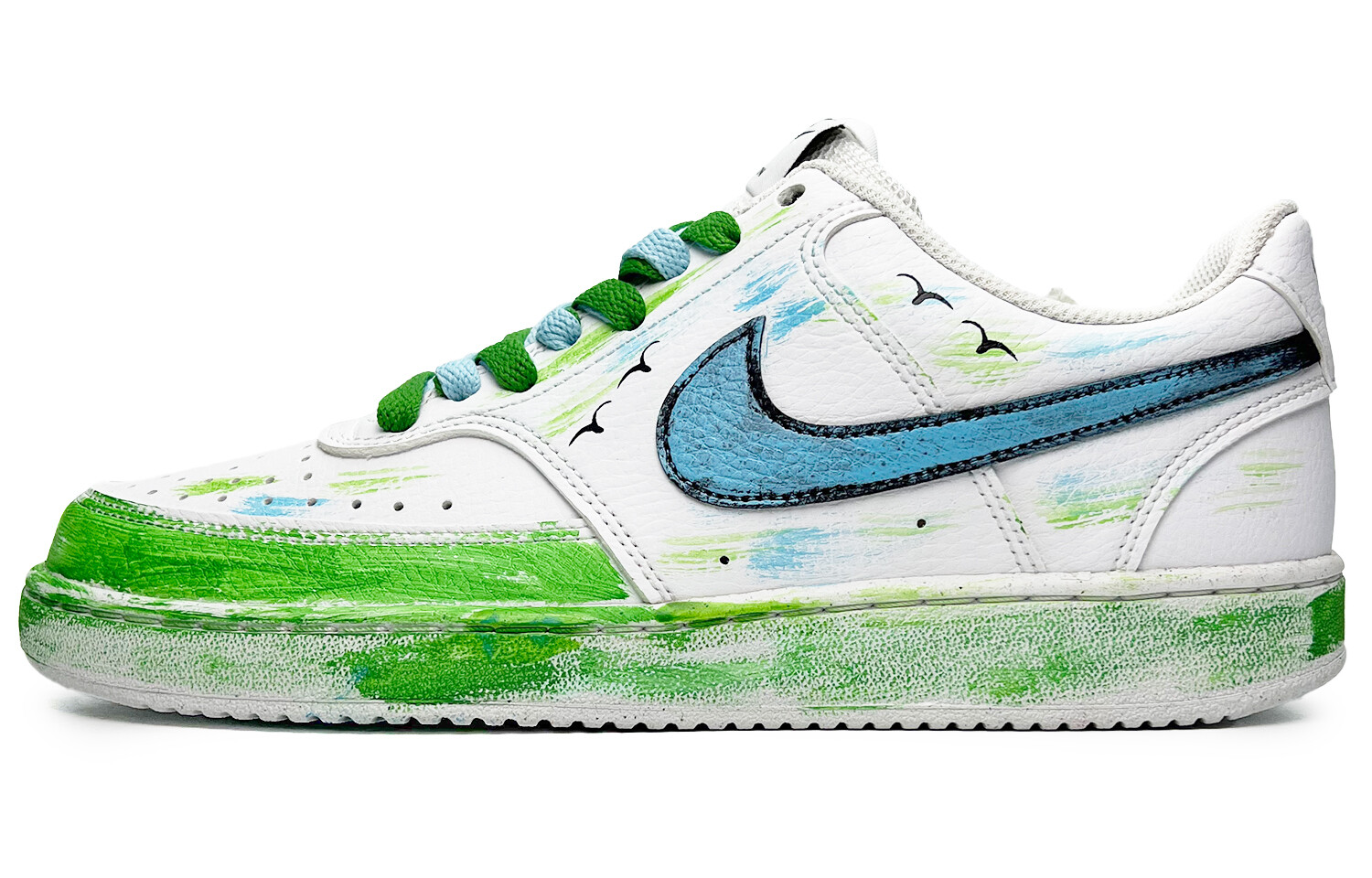 

Кроссовки для скейтборда Court Vision 1 женские, низкие, зеленый/синий/белый Nike