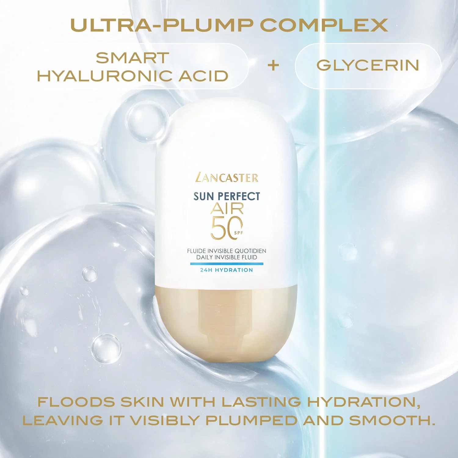 Sun Perfect Air Daily Invisible Fluid SPF 50, увлажнение на 24 часа, 40 мл/1,3 унции Lancaster — фото 3