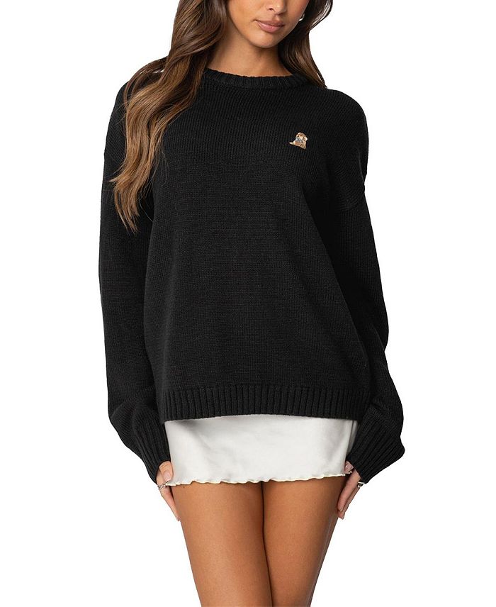 

Свитер с вышивкой "Puppy Love" Edikted, черный