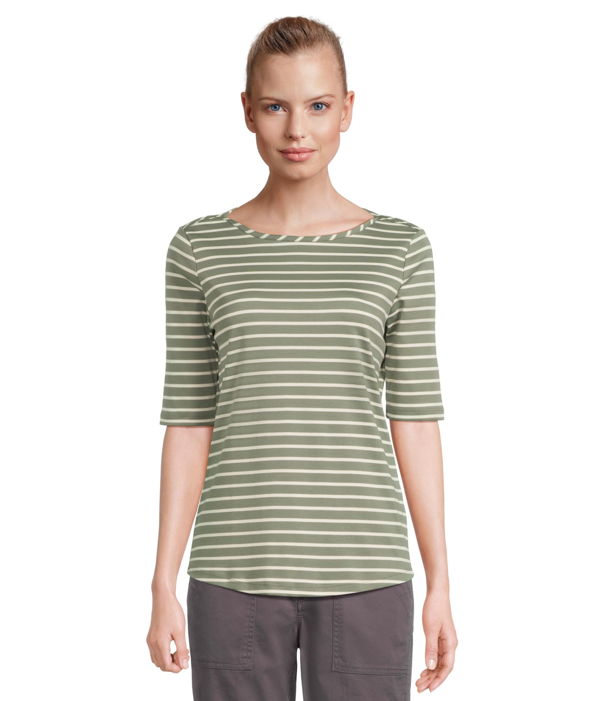 

Футболка L.L.Bean Pima Cotton Tee Boatneck Elbow, цвет Sea Green/Sailcloth