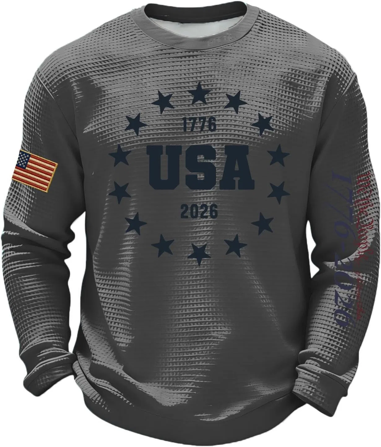Мужская футболка с длинным рукавом, American Flag, 3-dark Gray