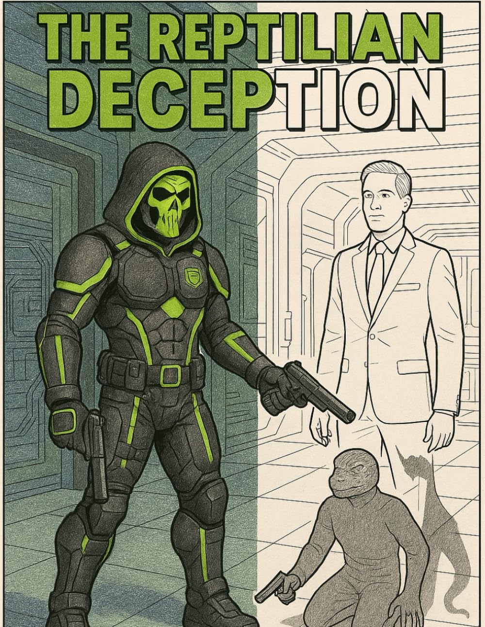 

The Reptilian Deception: Adult Coloring Story Book with Ghostlight, Shadow Secrets, and Hidden Truths (GHOSTLIGHT - Science Fiction Book Series and Mission Logs) (Independently published)