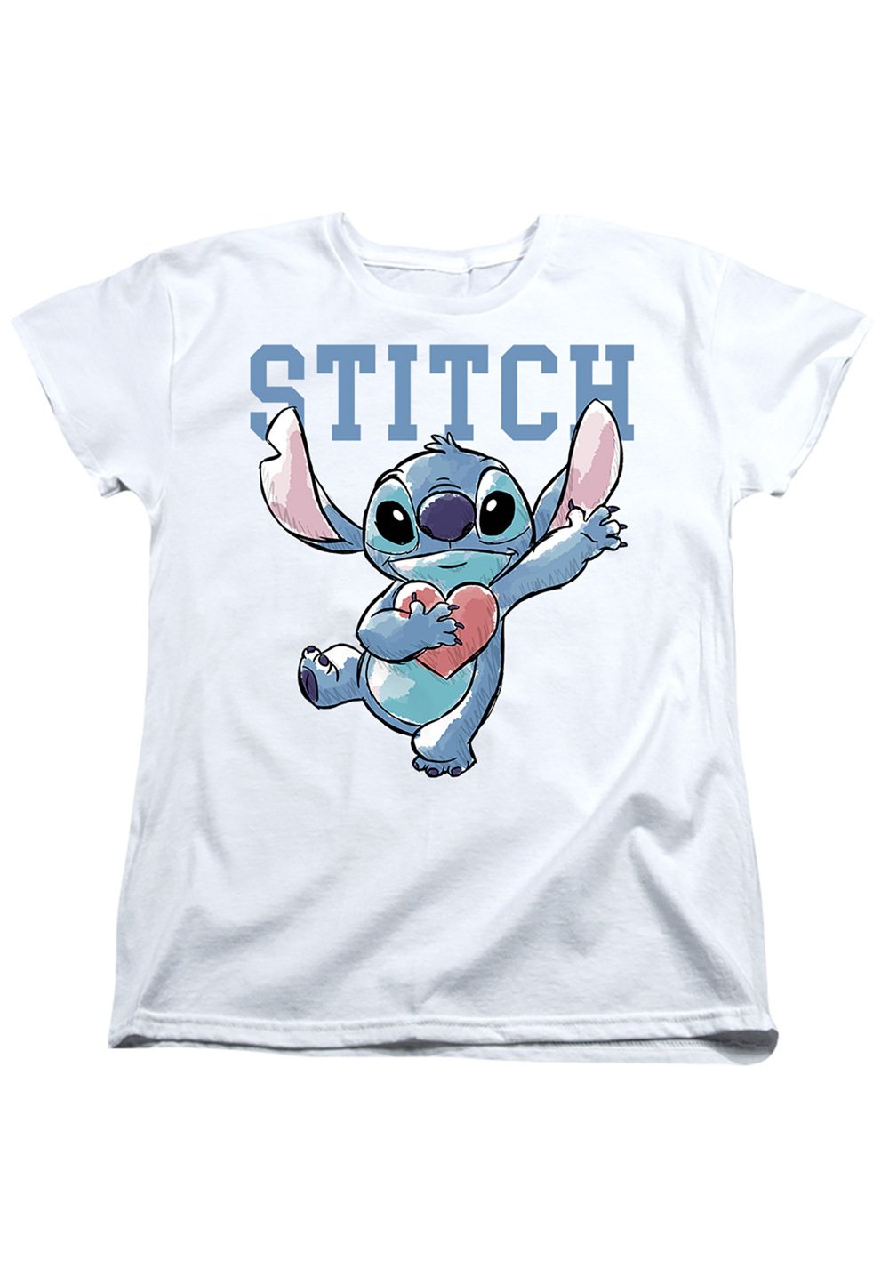 

Футболка с принтом LILO AND STITCH CLUTCHING HEARTS Disney, белый