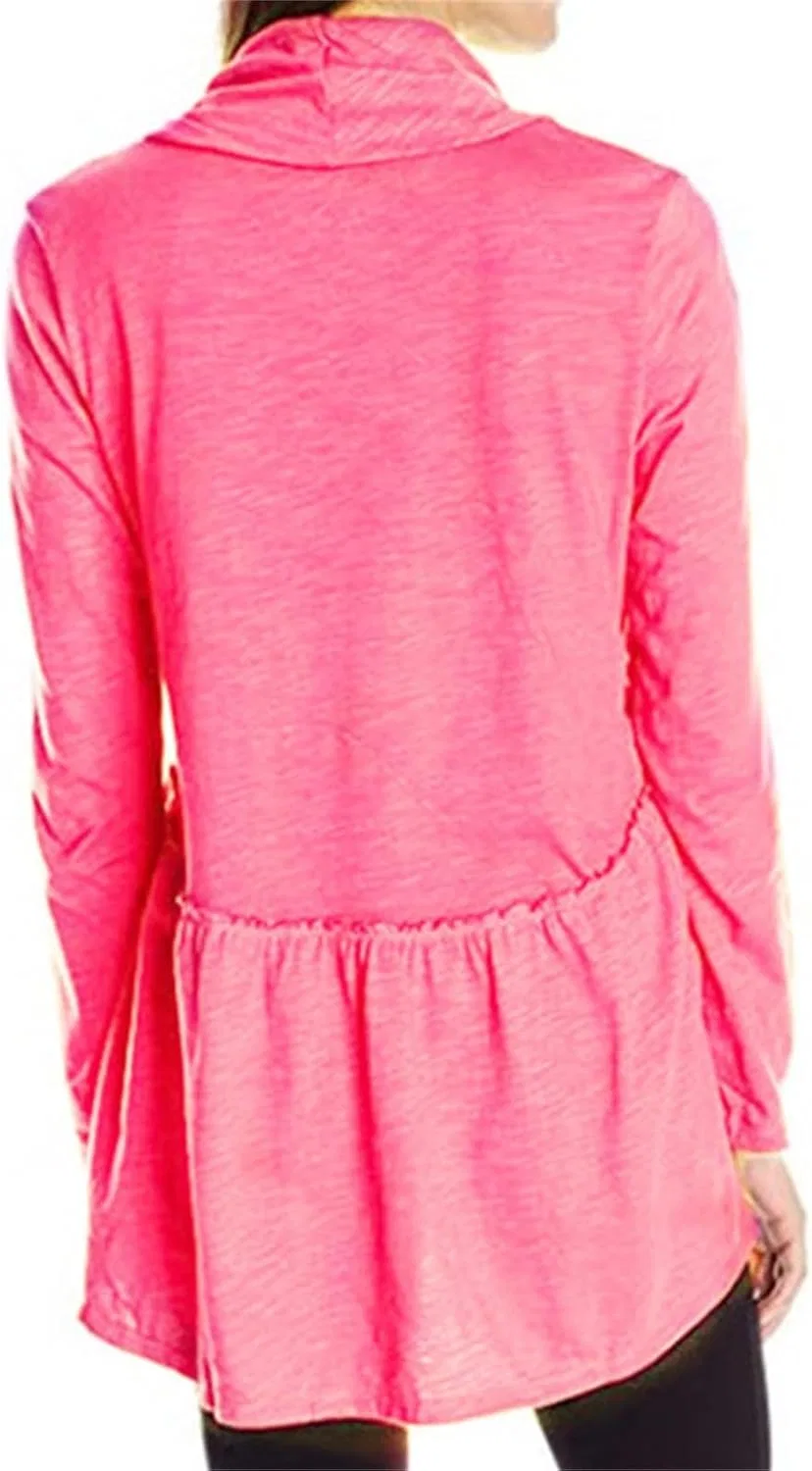 Блуза с воротником-стойкой и плиссировкой, Women's Warm Tops, арбузно-красный — фото 2