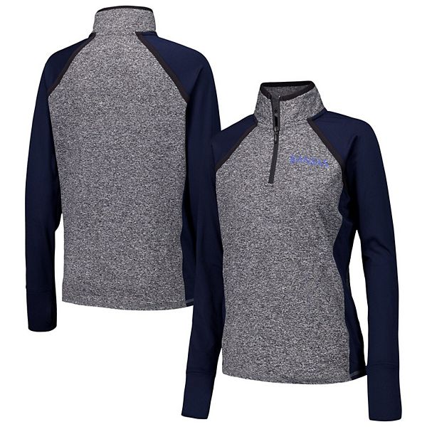 

Женская куртка Kansas Jayhawks Finalist raglan quarter-zip цвета navy/heather gray Camp David